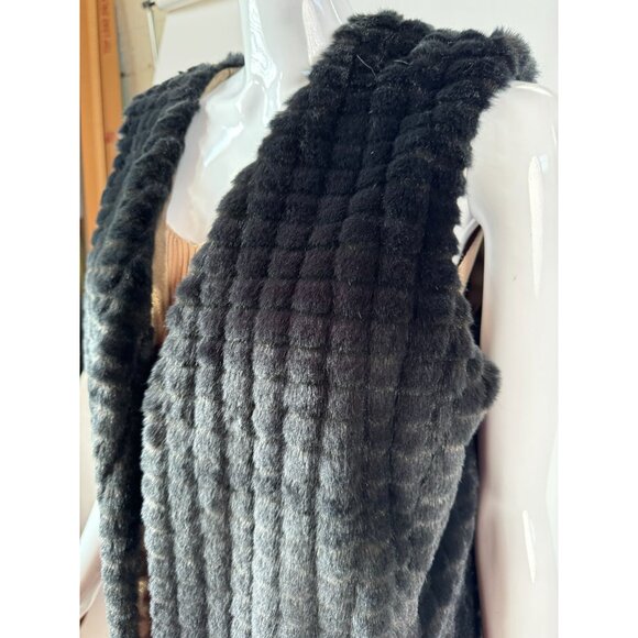 Ellen Kreager Designer Faux Fur Vest Black Sleeveless Jacket L - Picture 3 of 16